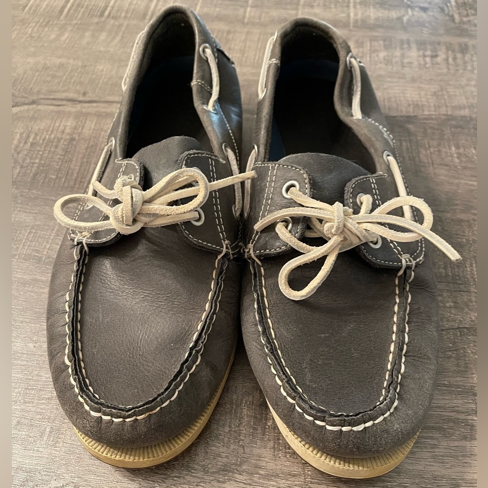 Dockers Genuine Leather Dark Grey Boat Shoes Size 8 Men’s